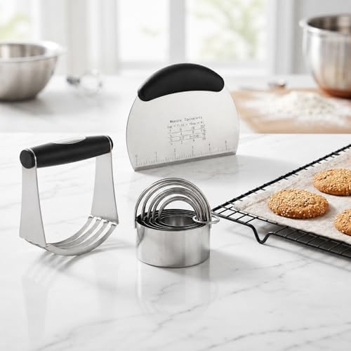 Cookie Cutters Set, 7-Piece with Dough Blender & Scraper
