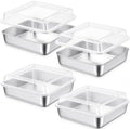 4 Pieces 8 x 8 Baking Pan with Lid, Stainless Steel Square Cake Pan