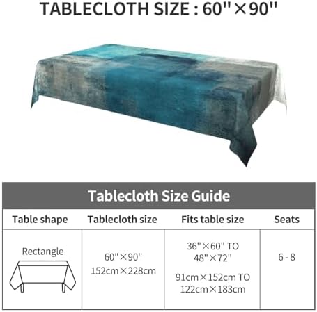 Teal and Grey Table Cloth Turquoise Tablecloth Rectangle Washable