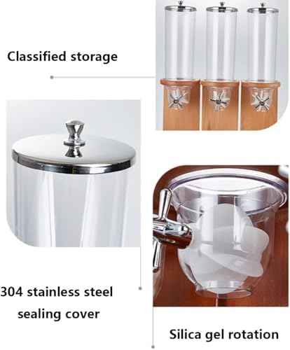 Cereal Dispenser Countertop Dry Food Grain Nut Candy Snack Rice Triple Food Dispenser (Triple,Beech)