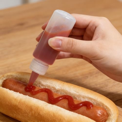 36 Pcs 2 oz Small Plastic Squeeze Condiment Bottles with Red Tip