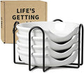 LE TAUCI Ceramic Spoon Rest with Holder, 4.8 Inches, Set of 4, White