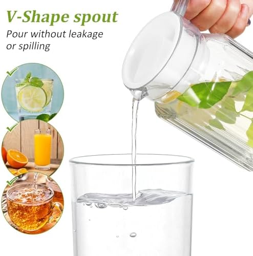 2 Pcs 20oz Plastic Pitcher with Lid - 600ml Cold/hot Acrylic Water Jug