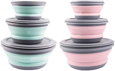 3Pcs Collapsible Silicone Food Storage Bowls with Leak Proof Lid