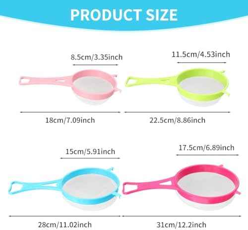 4Pcs Mesh Strainer Set, Plastic Fine Colander Set, Flour Sieve Filter