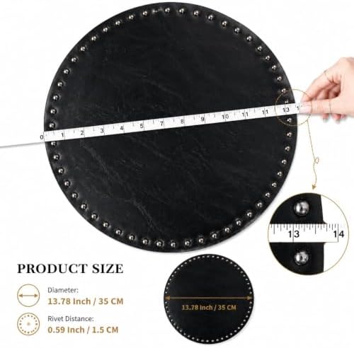 FAVE Black Faux Leather Placemats 13.78 Inches Round Placemat Set of 2