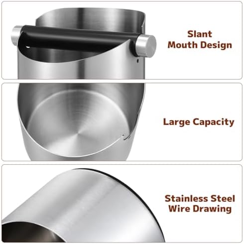 jojofuny Coffee Knock Box Stainless Steel Silver Compact