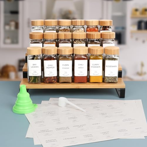 4oz Glass Spice Jars with Bamboo Lids, 36 Pack Square Seasoning