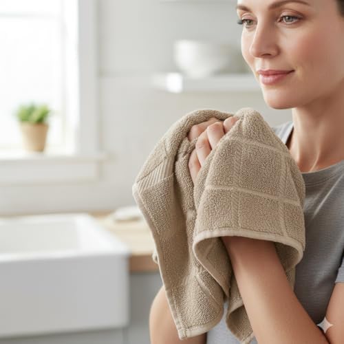 100% Cotton Terry Dish Towels, 4 pack16 x26 Inches, Super Soft and
