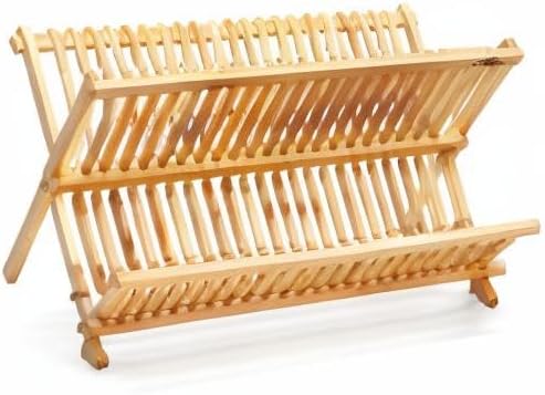 RoyalHouse Premium Natural Bamboo Dish Rack, Collapsible Dish Drainer, Foldable - Image 10