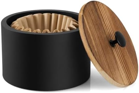 Wooden Coffee Filter Holder with Lid, Dustproof Large Coffee Filter