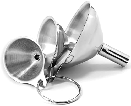 Anaeat Stainless Steel Mini Kitchen Funnel Set, 3 Pack Durable Metal
