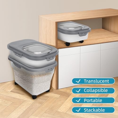 Pet Food Container, Collapsible Dog Food Storage Container with