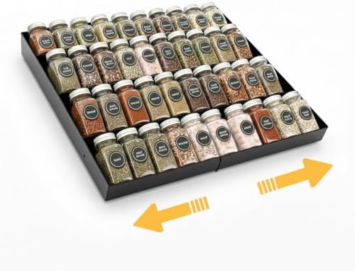 GOENDR Metal Spice Drawer Organizer, 4-Tier Spice Rack for Drawer