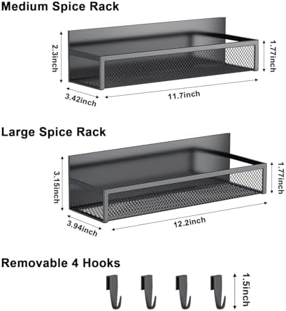 Aufworld Magnetic Spice Rack for Refrigerator, 2-Pack