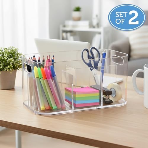 STORi Bliss 5-Compartment Cosmetics Organizer, Set of 2, Clear