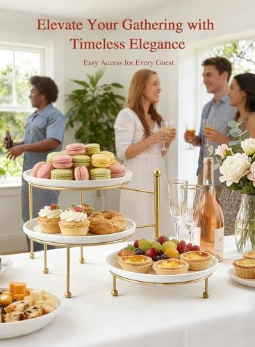 Tiered Serving Tray for Party, 10 Inch Dessert Display Stand, Gold
