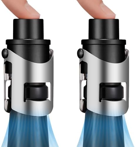 HYZ 2-Pack Champagne Stoppers with Built-in Vacuum Pump, Black