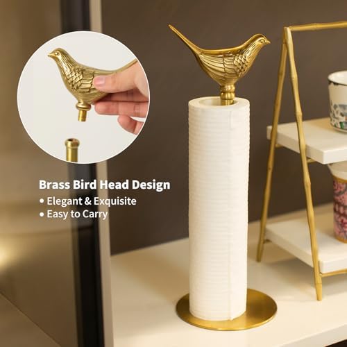 Gold Paper Towel Holder, Brass, Bird Decor