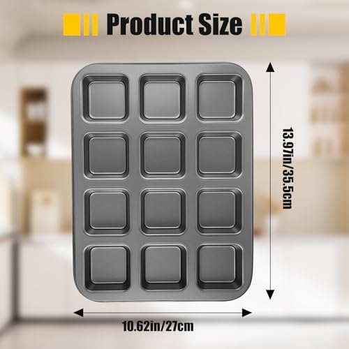 2 Pack Brownie Pan with Dividers, 12-Cavity Muffin Baking Pans