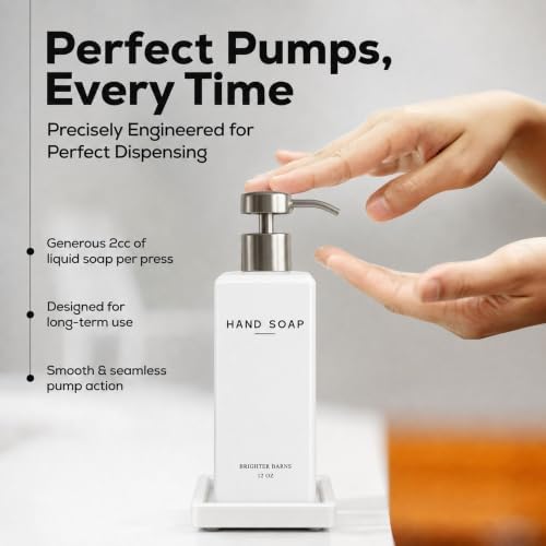 Brighter Barns White Glass Soap Dispenser Set, 12oz