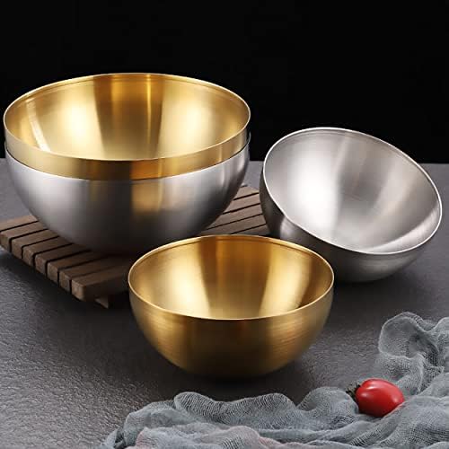 Stainless Steel Salad & Serving Bowls - Nesting Mixing Bowls for