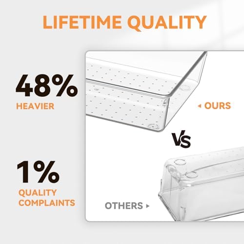 6 Pack Clear Plastic Drawer Organizer Trays