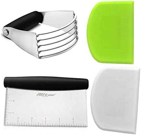 Stainless Steel Dough Blender & Bench Scraper,Plastic Bowl Scraper
