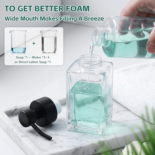 2Pcs 12oz/350ml Glass Foaming Soap Dispensers