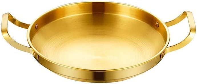Paella Pan Gold Stainless Steel Skillet Pan 11 inch 28cm Dinner Server