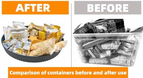 360° Rotating Snack Box with Lid, Divided Snack Tray Large Round