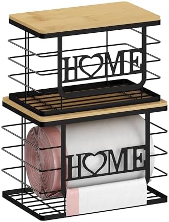 Trash Bag Holder, Thipoten Trash Bags Dispenser with Bamboo Top