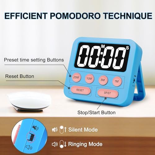 Pomodoro Digital Productivity Timer, 2 Pack, Blue