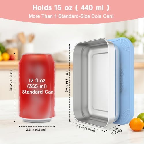 Caperci 3-Pack Large Stainless Steel Snack Containers with Silicone