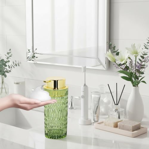 Green Glass Foaming Soap Dispenser