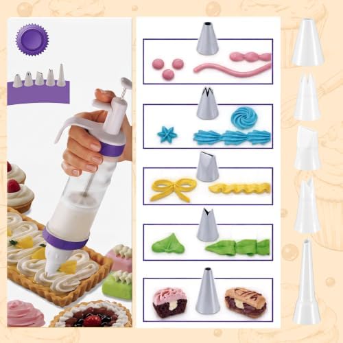 Cake Decorating Piping Kit with 7 Nozzles 3 Scrapers for Cupcake