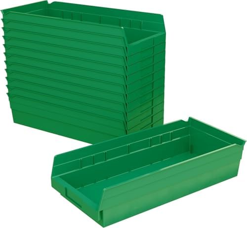 Akro-Mils 30158 Heavy Duty Plastic Shelf Bins, 18"x 8"x 4", Green