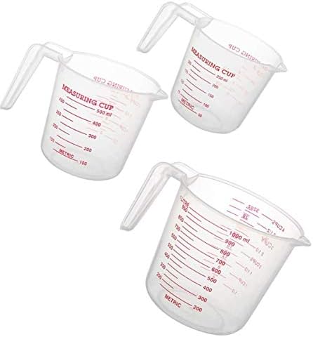 MIZORLIE Plastic Measuring Cup Sets, 250ml, 500ml &1000ml (3PCS)