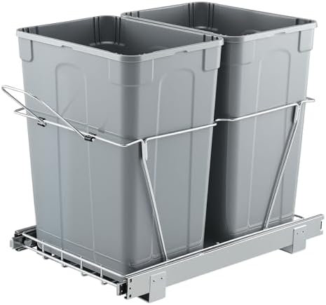 VEVOR Pullout Trash Can, 35 QT x2, Grey