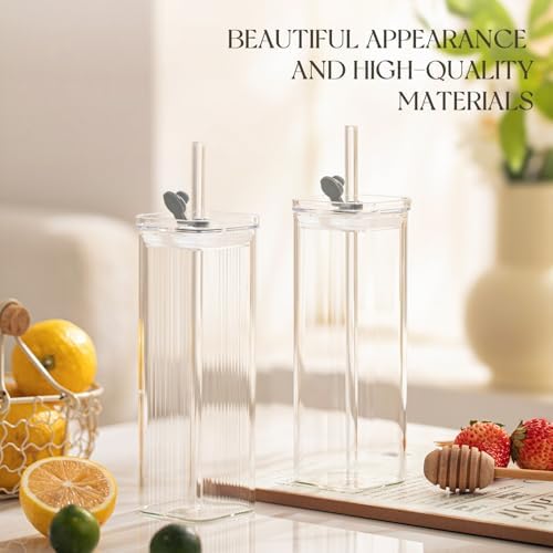 KEMORELA 6 Sets Square Drinking Glass Cups, Old Fashioned Glasses