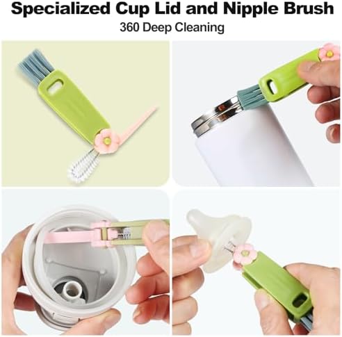 4 Pack Bottle Brush Set with Straw and Lid Brushes