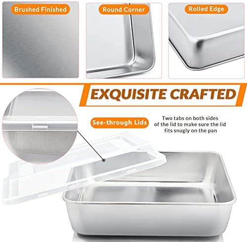 E-far 8 x 8-Inch Baking Pan with lid, Square Cake Brownie Baking Pans