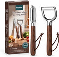 Vegetable Peeler Set, 2-Pack, Walnut Wood Handles, Straight & Y