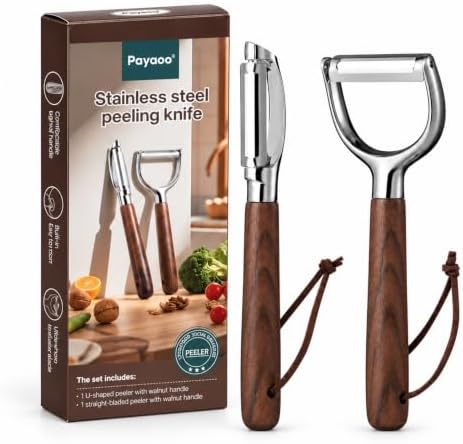 Vegetable Peeler Set, 2-Pack, Walnut Wood Handles, Straight & Y