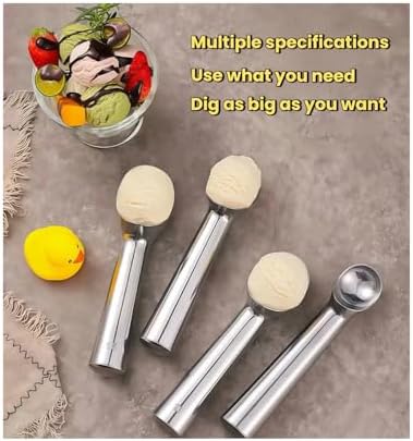 3Pcs Ice Cream Scoop,Heavy Duty Aluminum Alloy Cookie Scoop Set with