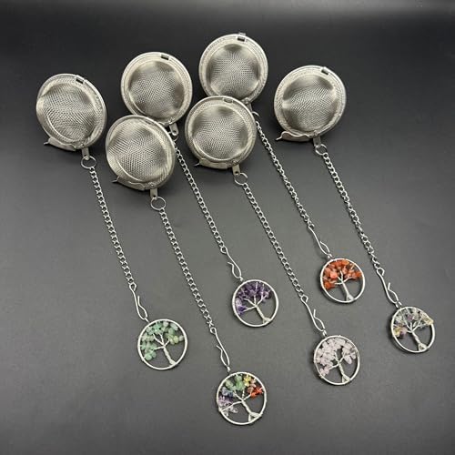 6 Pcs Reusable Stainless Steel Mesh Tea Strainers with Life Tree