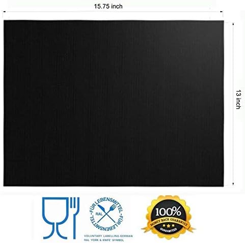 Grill Mat Set of 6, Non-Stick, 15.75 x 13 Inch, Black
