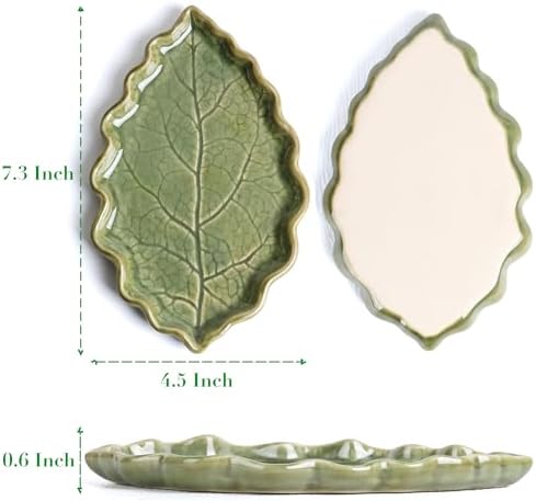 Ceramic Spoon Rest for Stove Top Cute Leaf Spoon Rest for Kitchen
