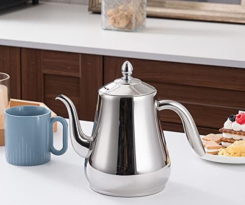 SANQIAHOME 1550ml Stainless Steel Teapot with Infuser,tall slim teapot