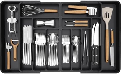 Lifewit Silverware Drawer Organizer, Expandable Plastic Utensil Tray